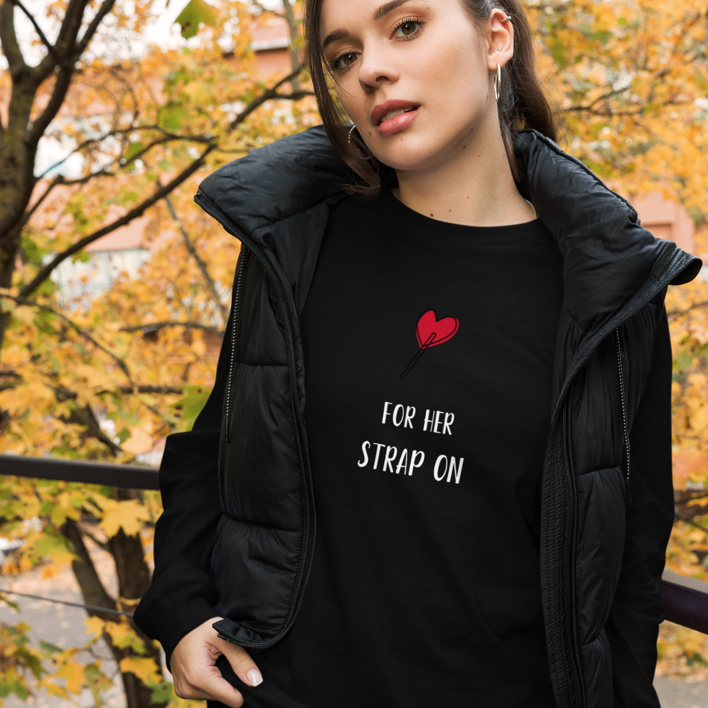 Sucker for her strap-on unisex long sleeve tee