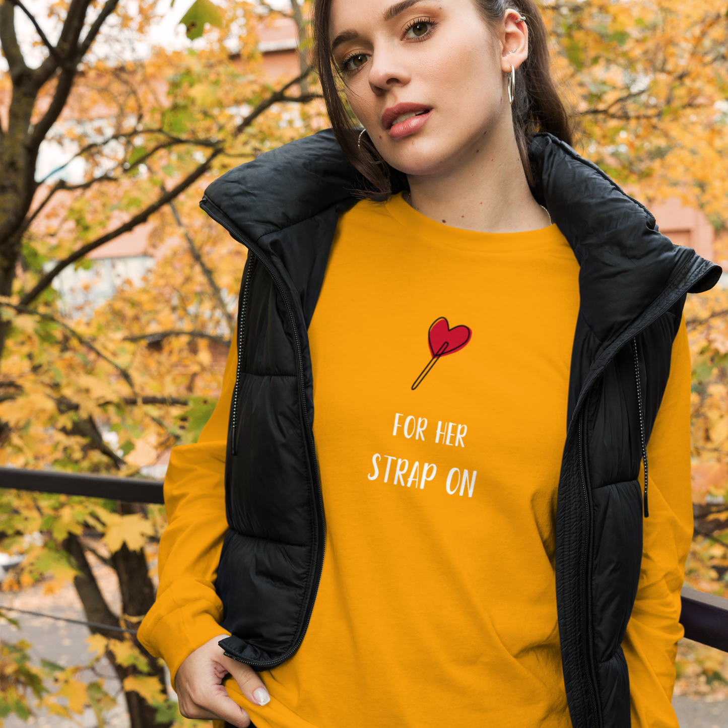 Sucker for her strap-on unisex long sleeve tee