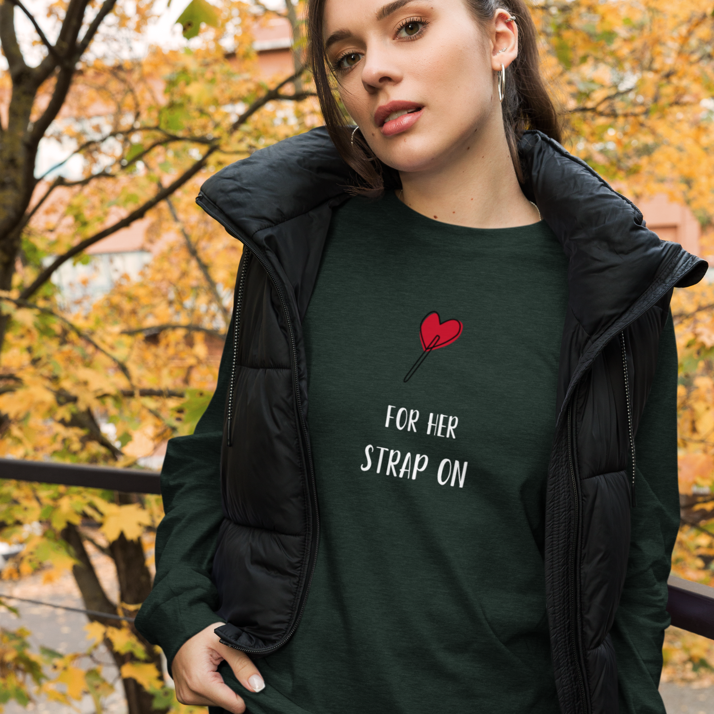 Sucker for her strap-on unisex long sleeve tee