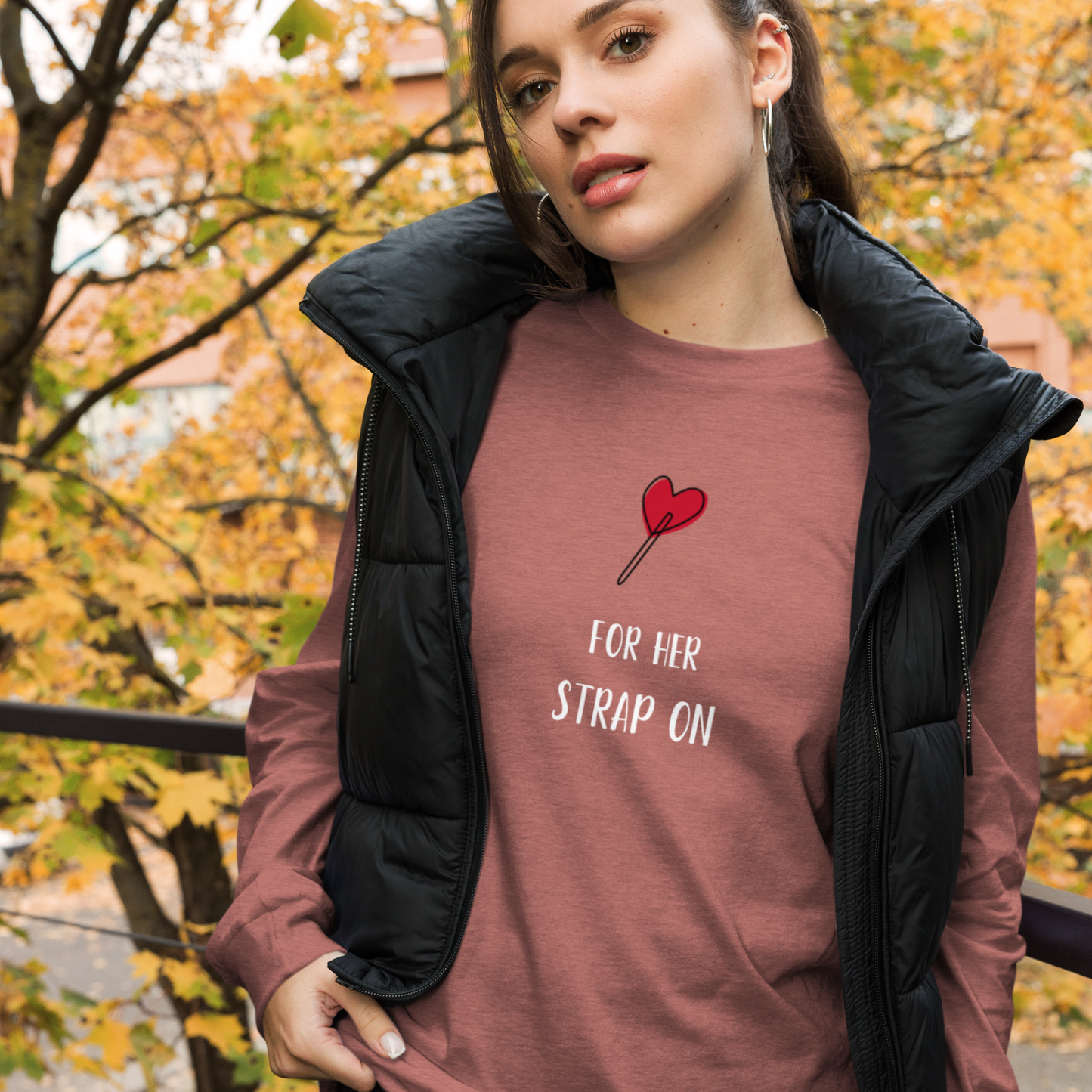 Sucker for her strap-on unisex long sleeve tee