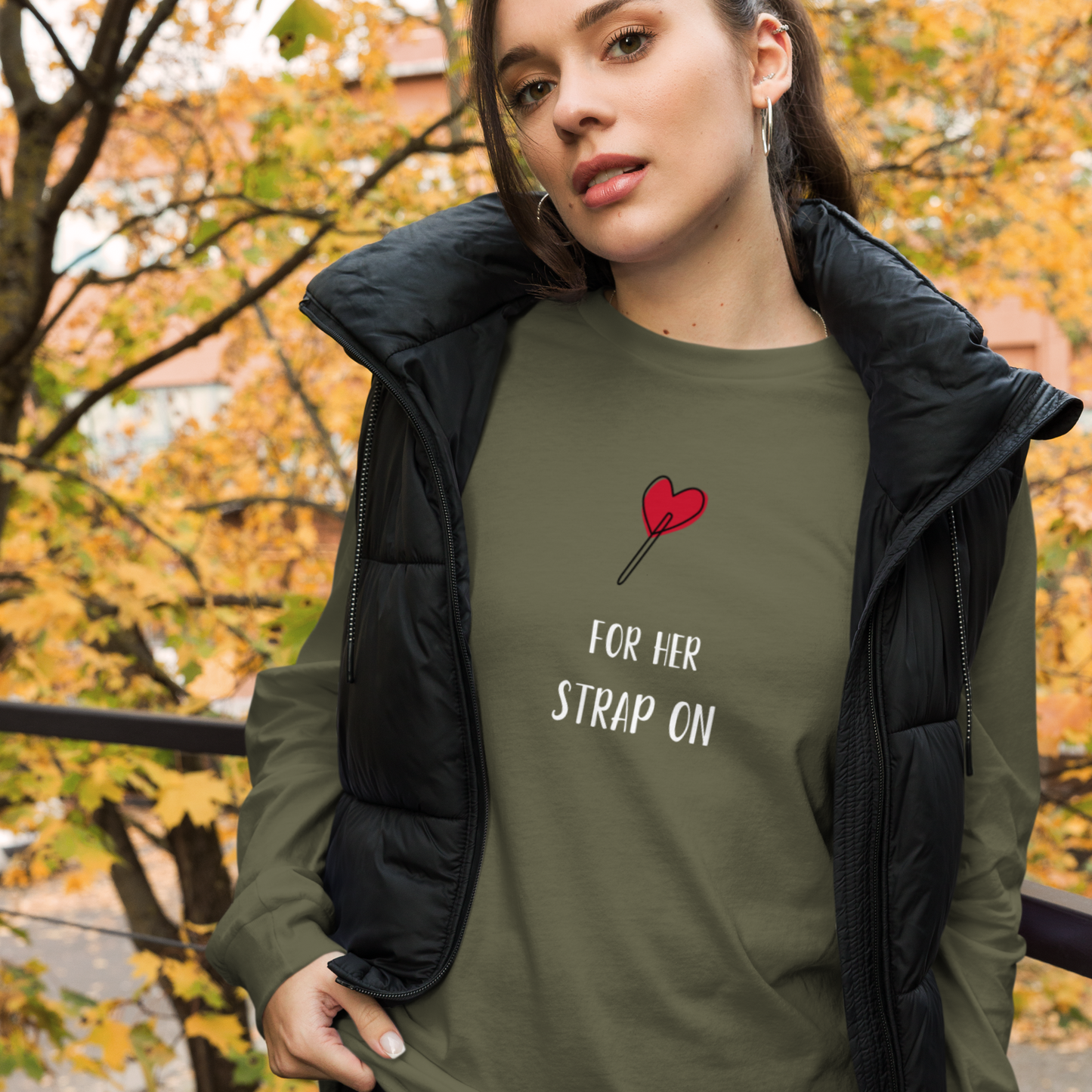 Sucker for her strap-on unisex long sleeve tee