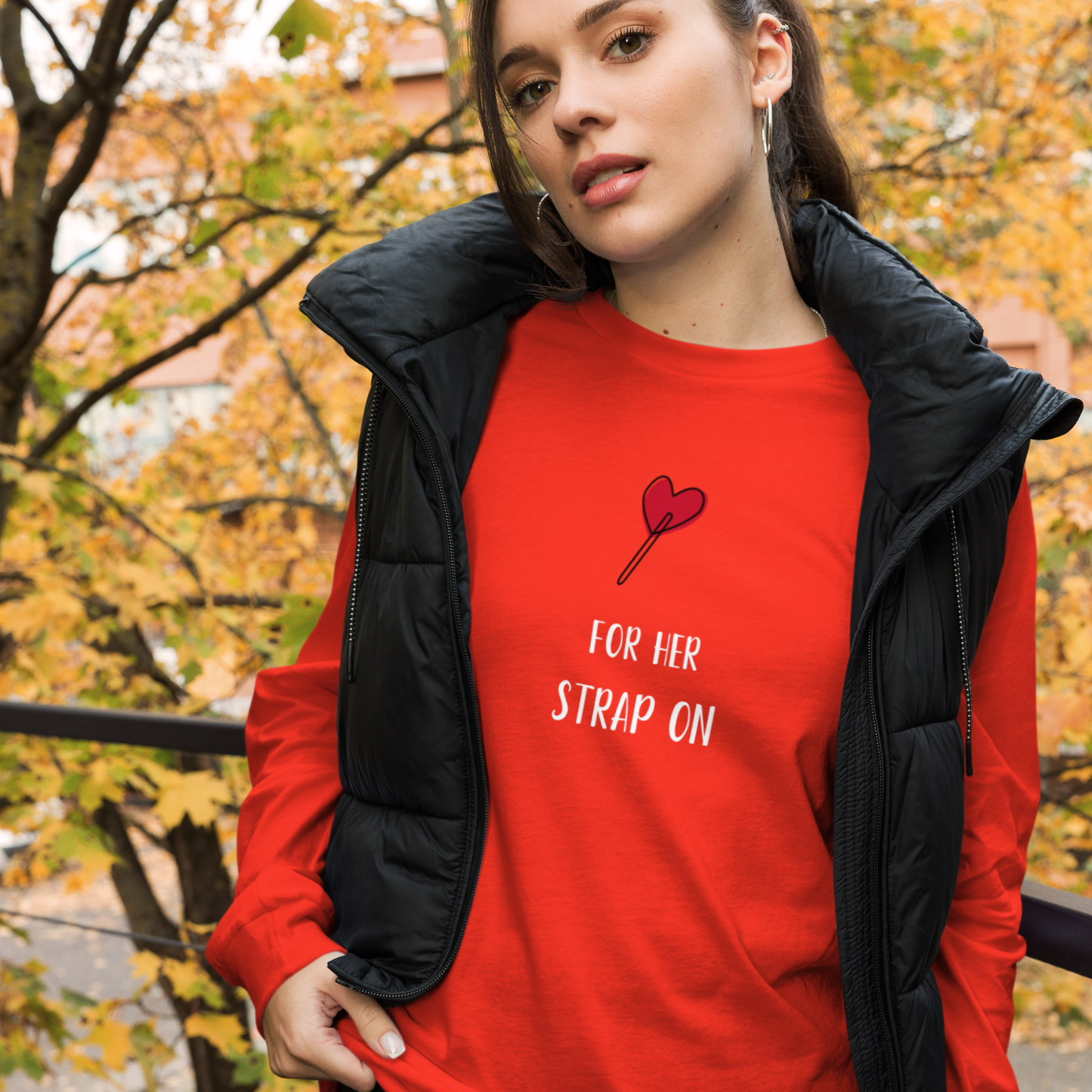 Sucker for her strap-on unisex long sleeve tee