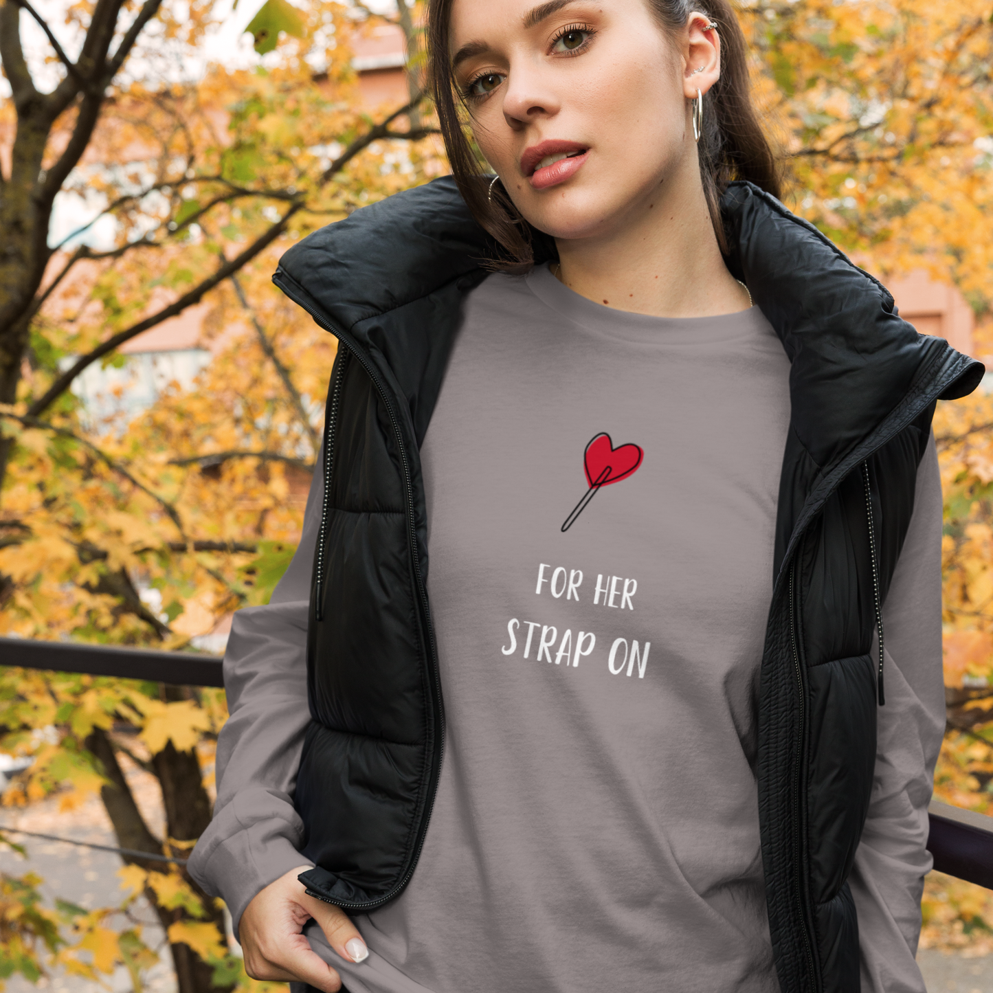 Sucker for her strap-on unisex long sleeve tee